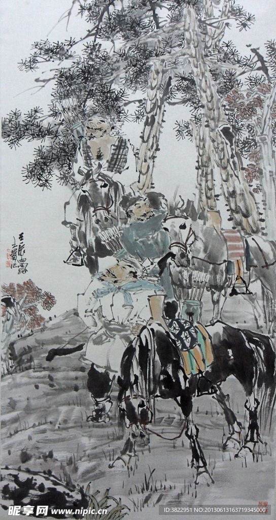 围猎水墨画