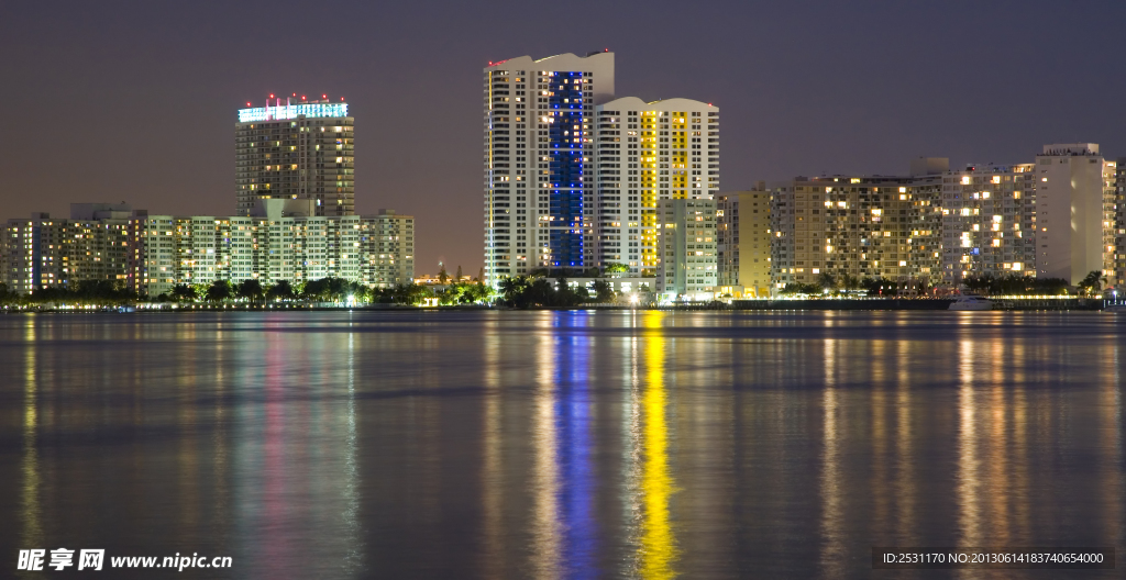 湖边城市夜景