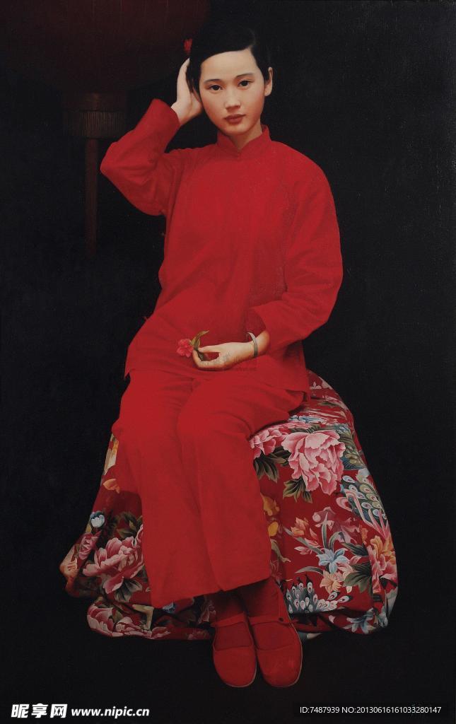 油画美女