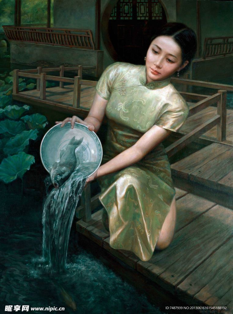 油画美女