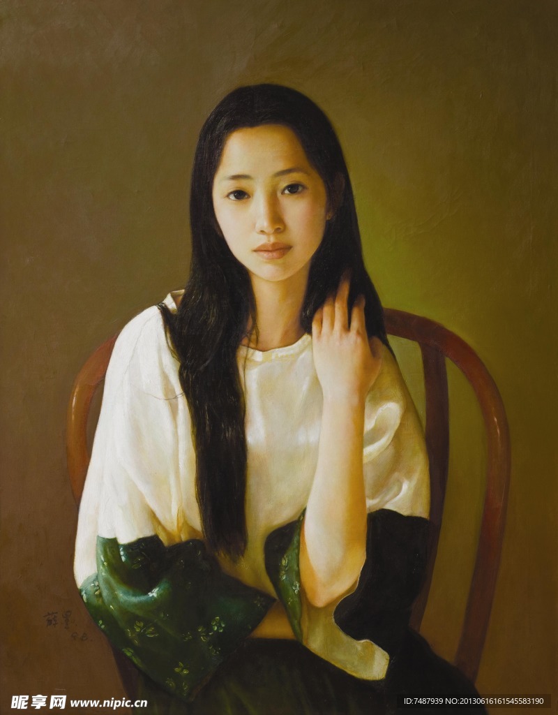 油画美女