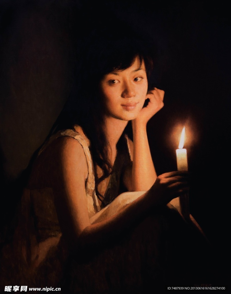 油画美女