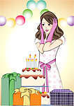美女庆祝生日