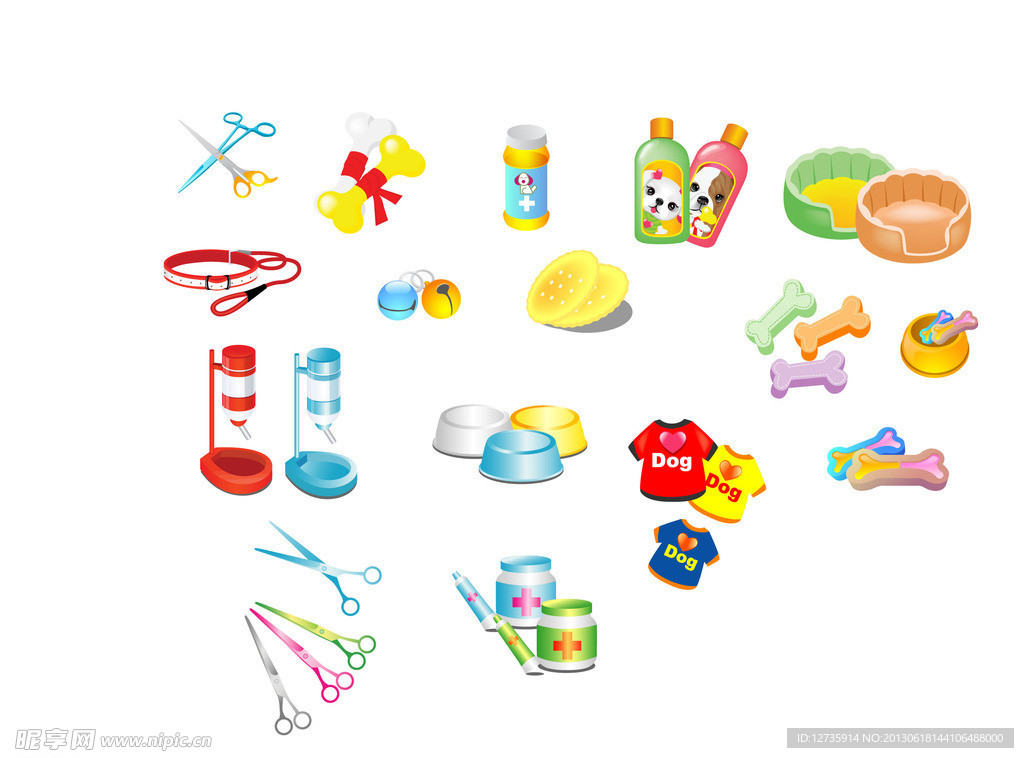 狗狗用品矢量图
