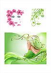 幻彩植物点缀女性头像