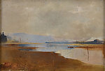 河边风景油画