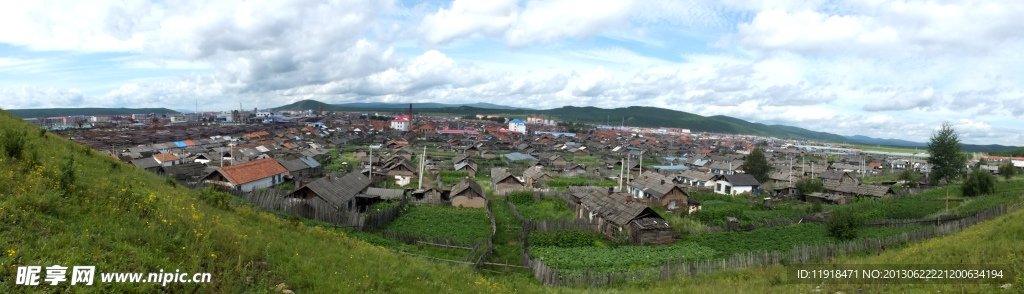 夏日俯瞰家乡全景