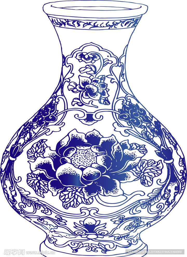 青花牡丹瓶
