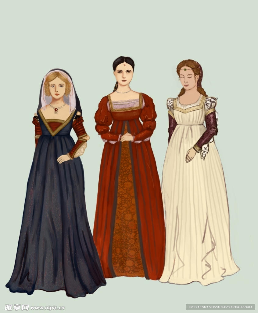 欧洲中世纪服饰插图