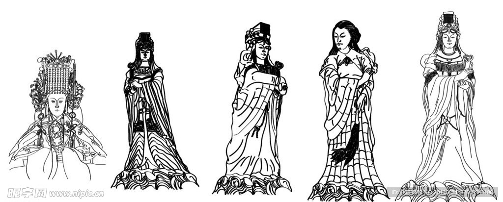 妈祖 手绘线稿