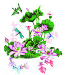 荷花蜻蜓金鱼