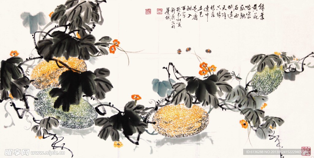 哈密瓜国画
