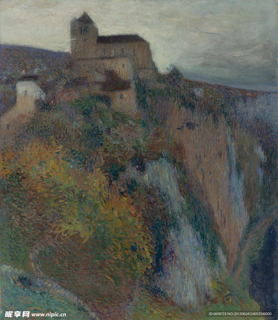 山峰城堡油画