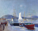 帆船油画