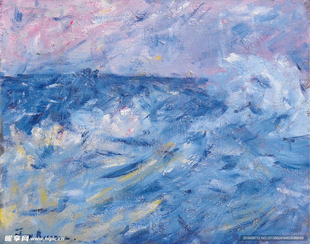 海浪油画