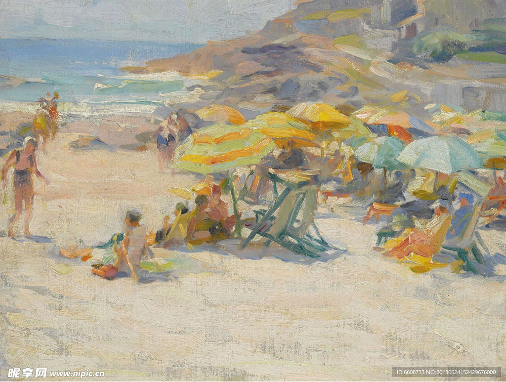 海滩油画