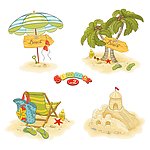 夏日海滩主题矢量素材