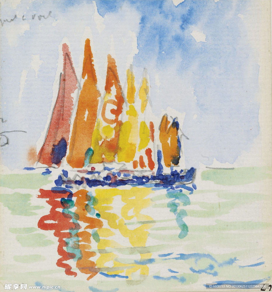 帆船油画
