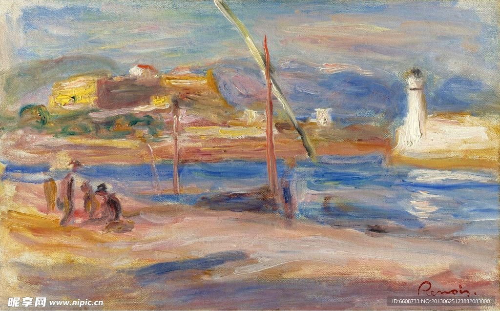 湖泊油画