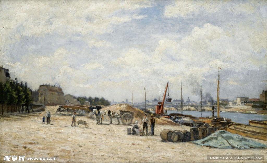 沙滩油画
