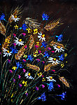 油画 麦穗鲜花