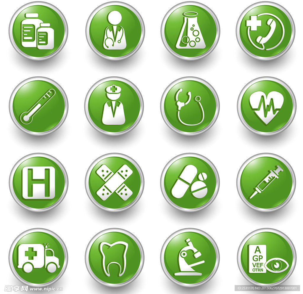 绿色医院医疗图标贴纸