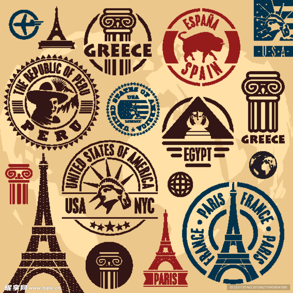 世界各国标志印章邮戳