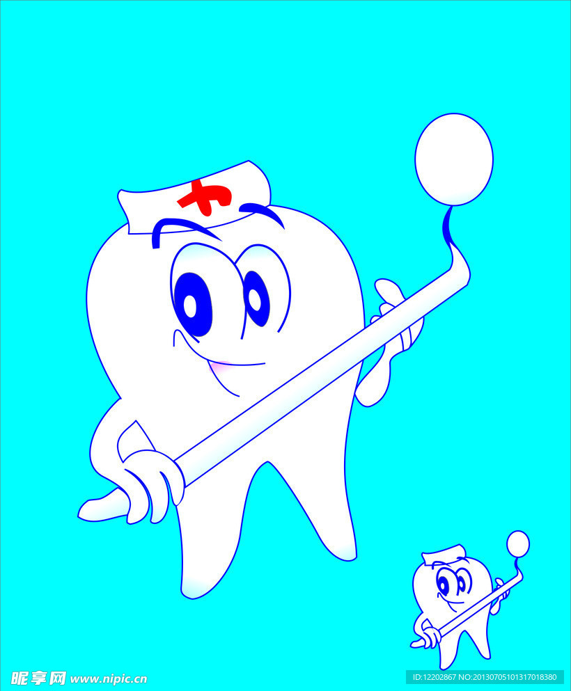 卡通牙齿护士
