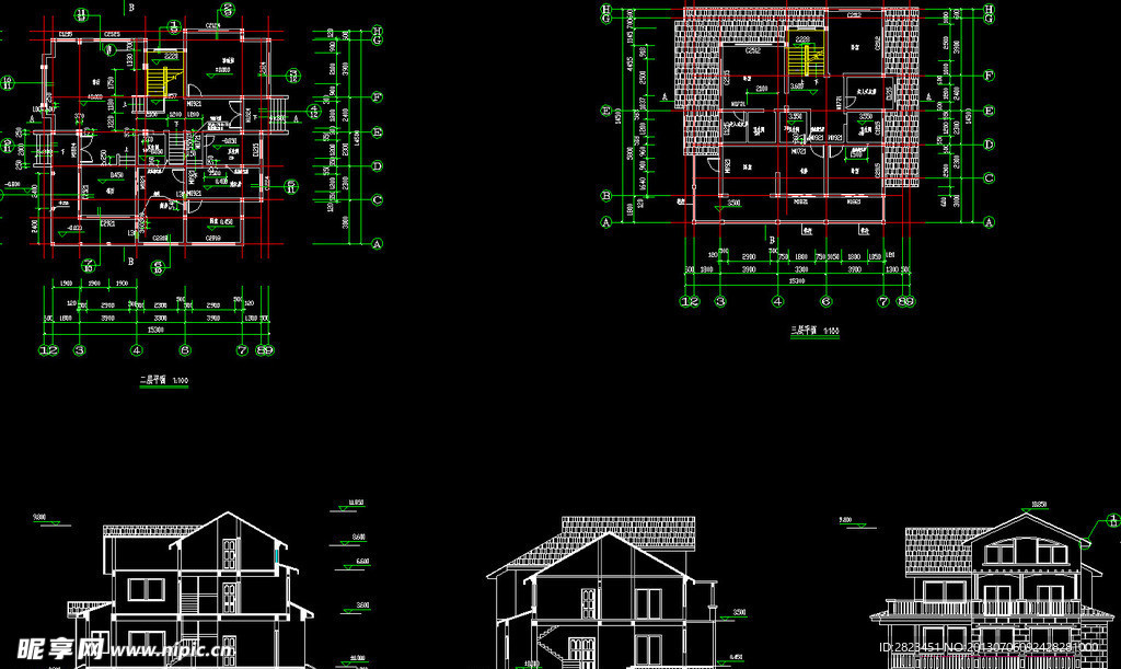 三层小别墅图纸