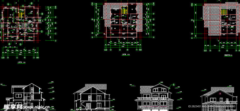 三层小别墅建筑施工图