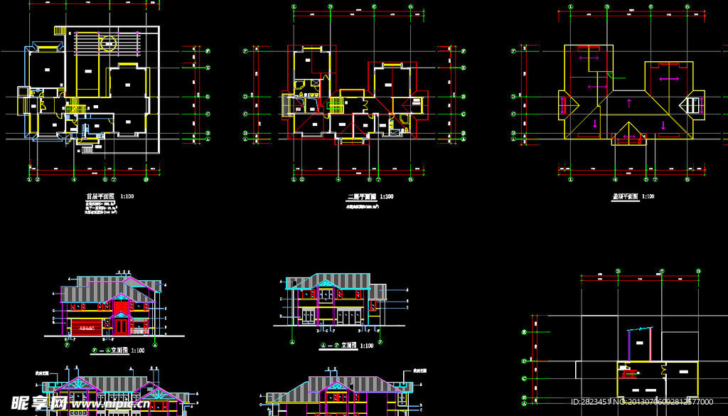 几套别墅图纸