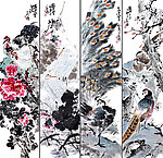 黄旸 写意花鸟条屏