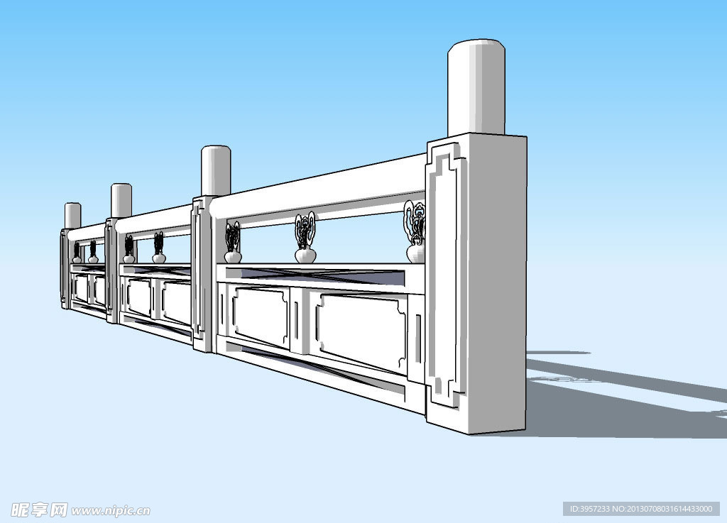 仿古栏杆3D模型