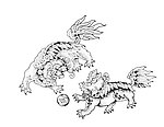 清代吉祥纹狮子斗绣球