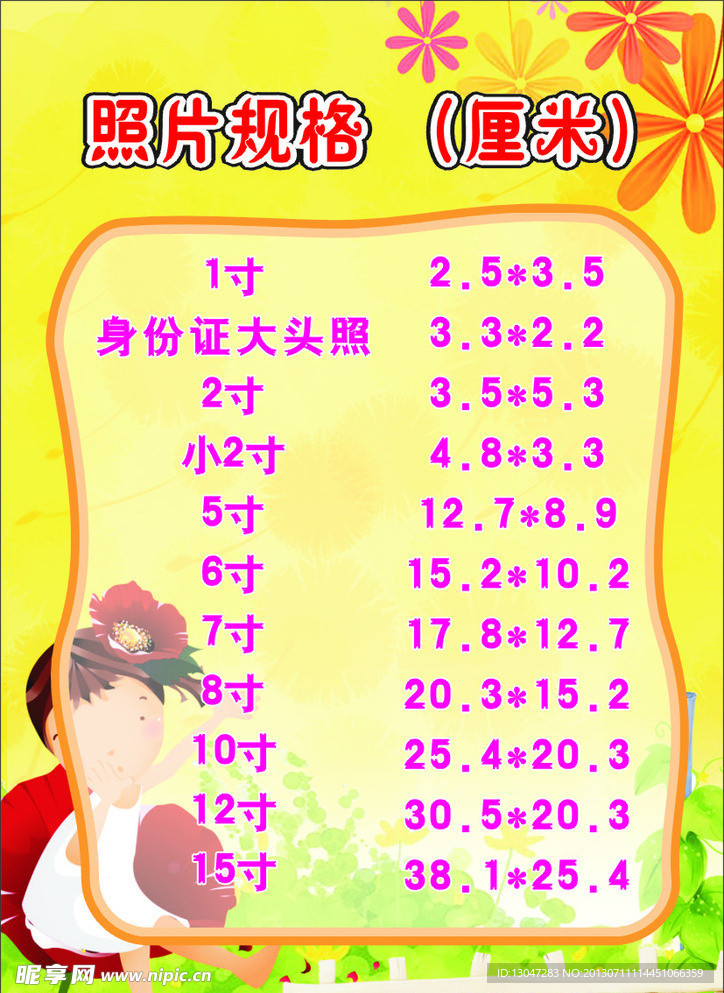 照片规格