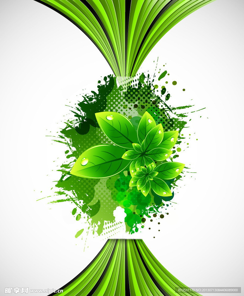 绿色自然动感线条绿叶