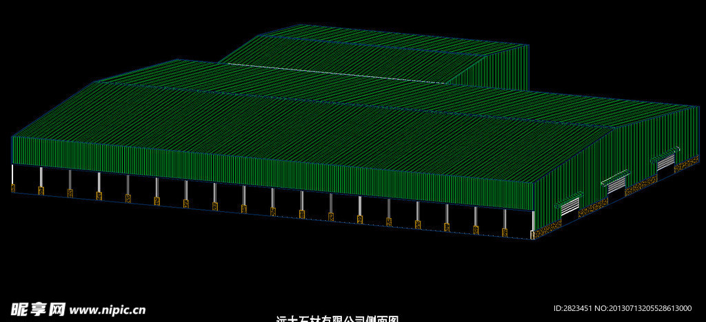 石材公司钢构厂房侧立