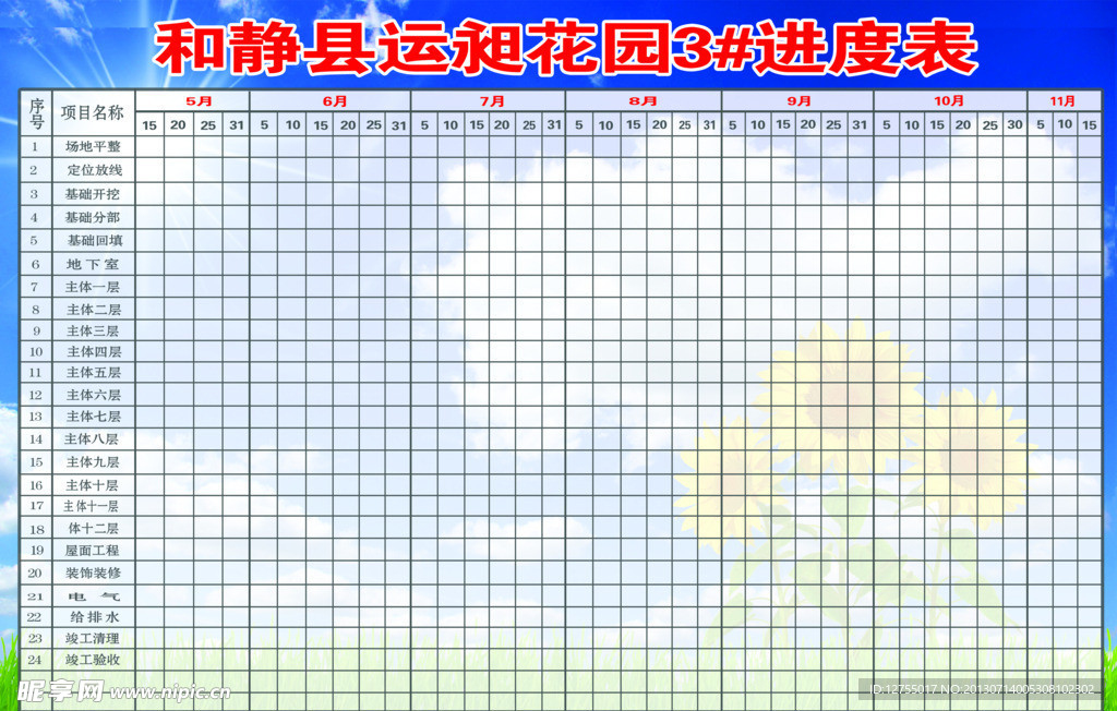 工地进程表展板