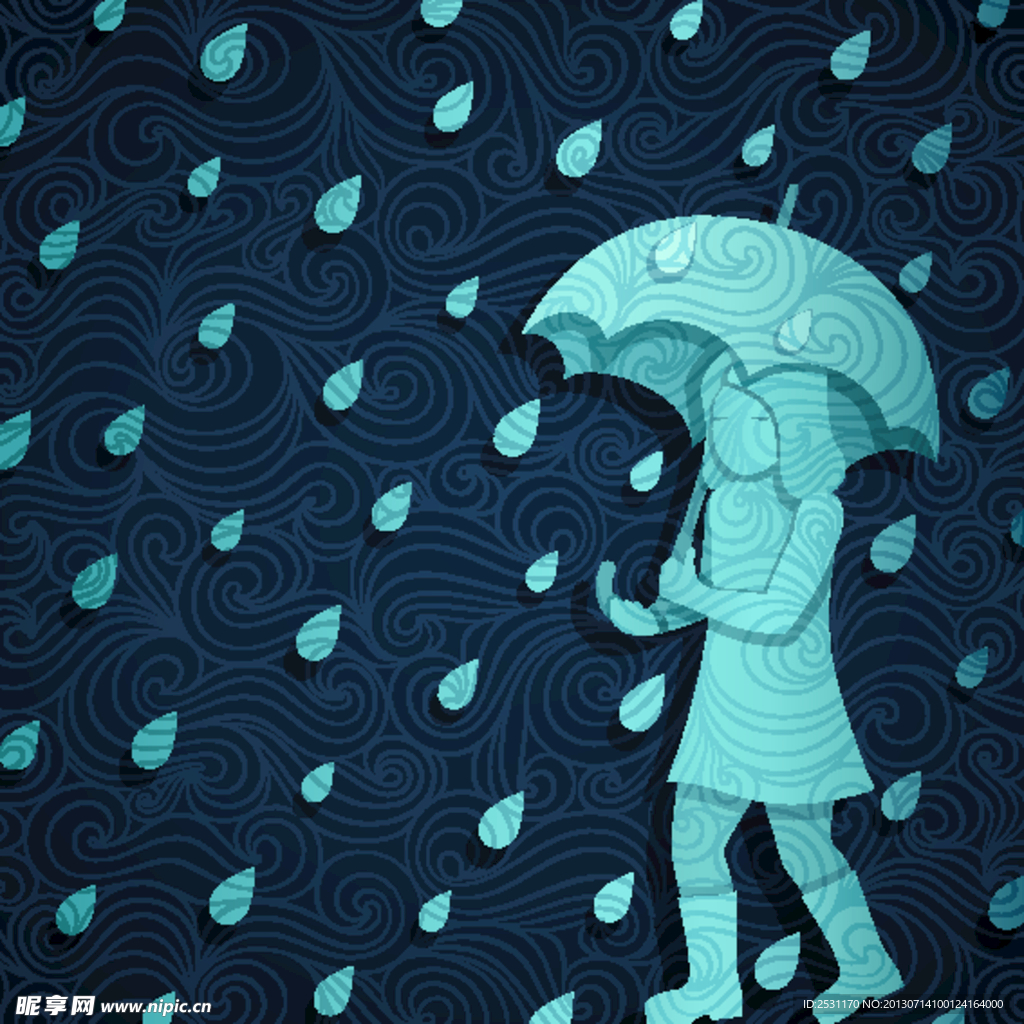 雨水水滴 小女孩