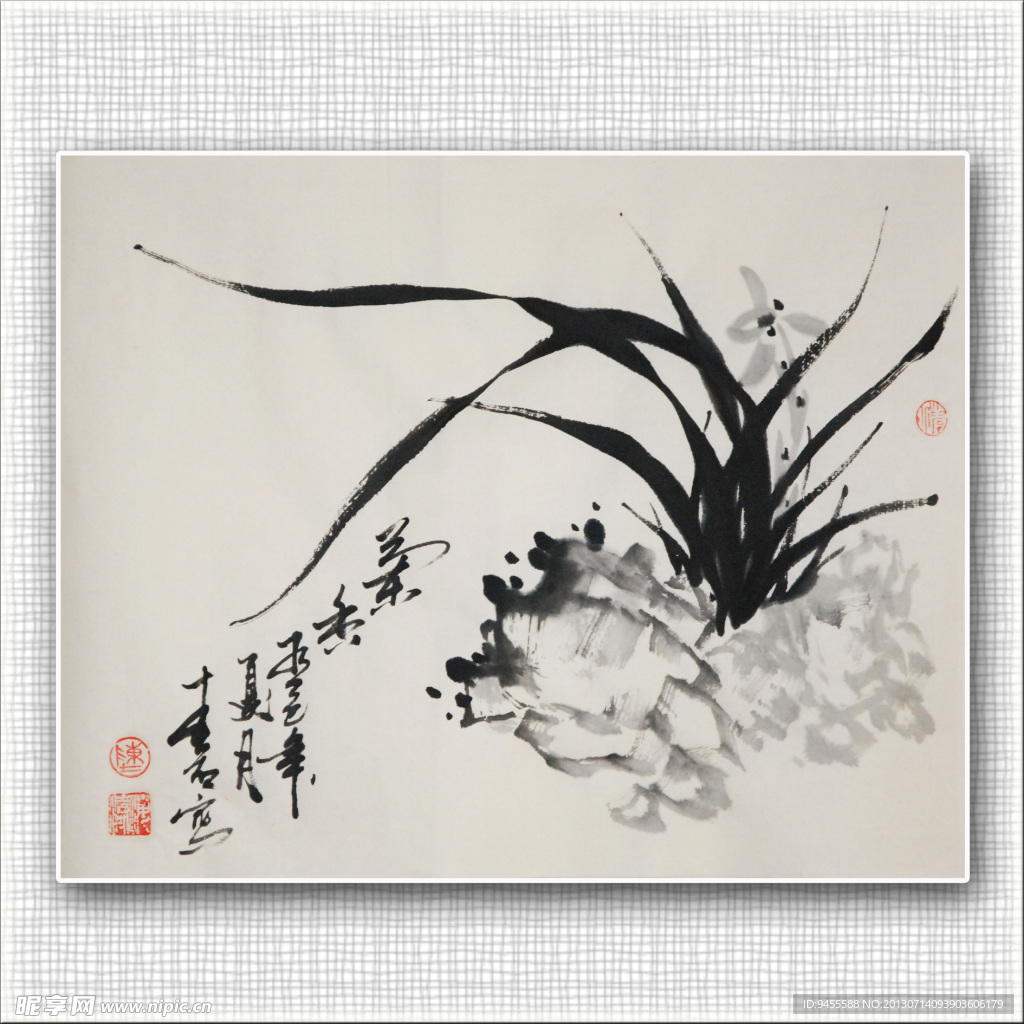 青石国画兰花
