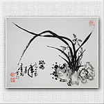 青石国画兰花
