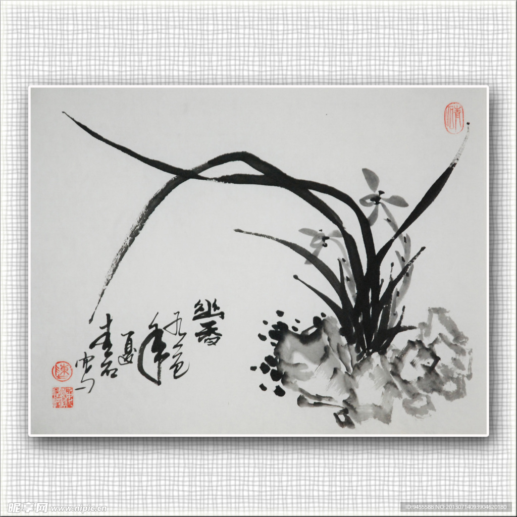 青石国画兰花