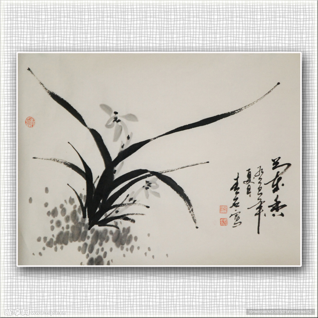 青石国画兰花