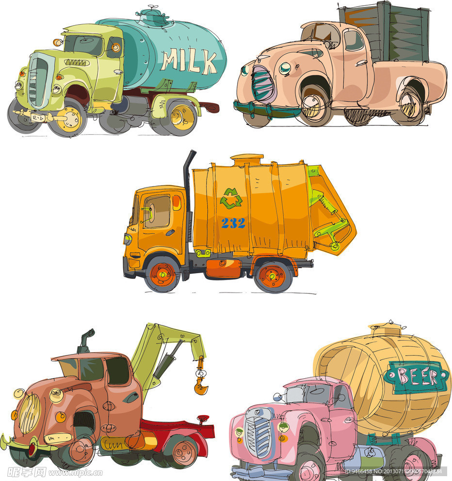 手绘卡通车