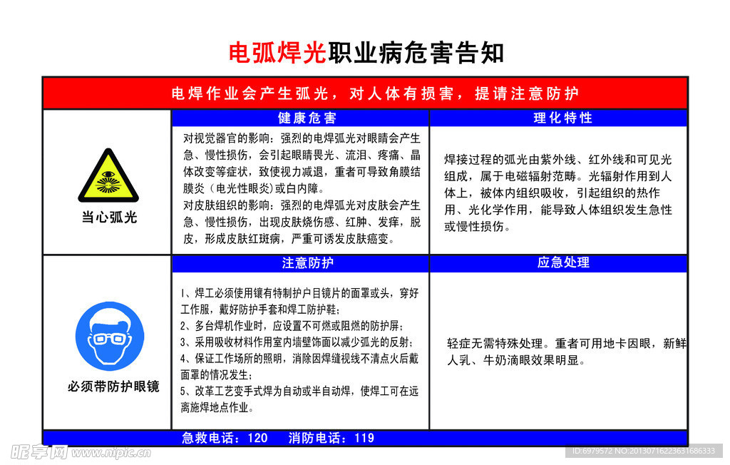 电弧焊光职业病危害告