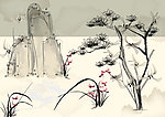 中国传统水墨画矢量素