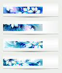蓝色水墨梦幻花纹