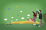 放纸飞机的学生