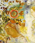 雷东 花间女孩油画