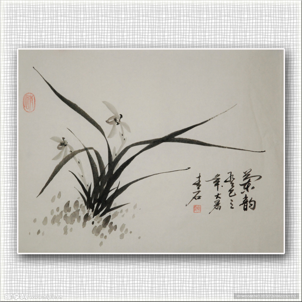 青石国画兰花